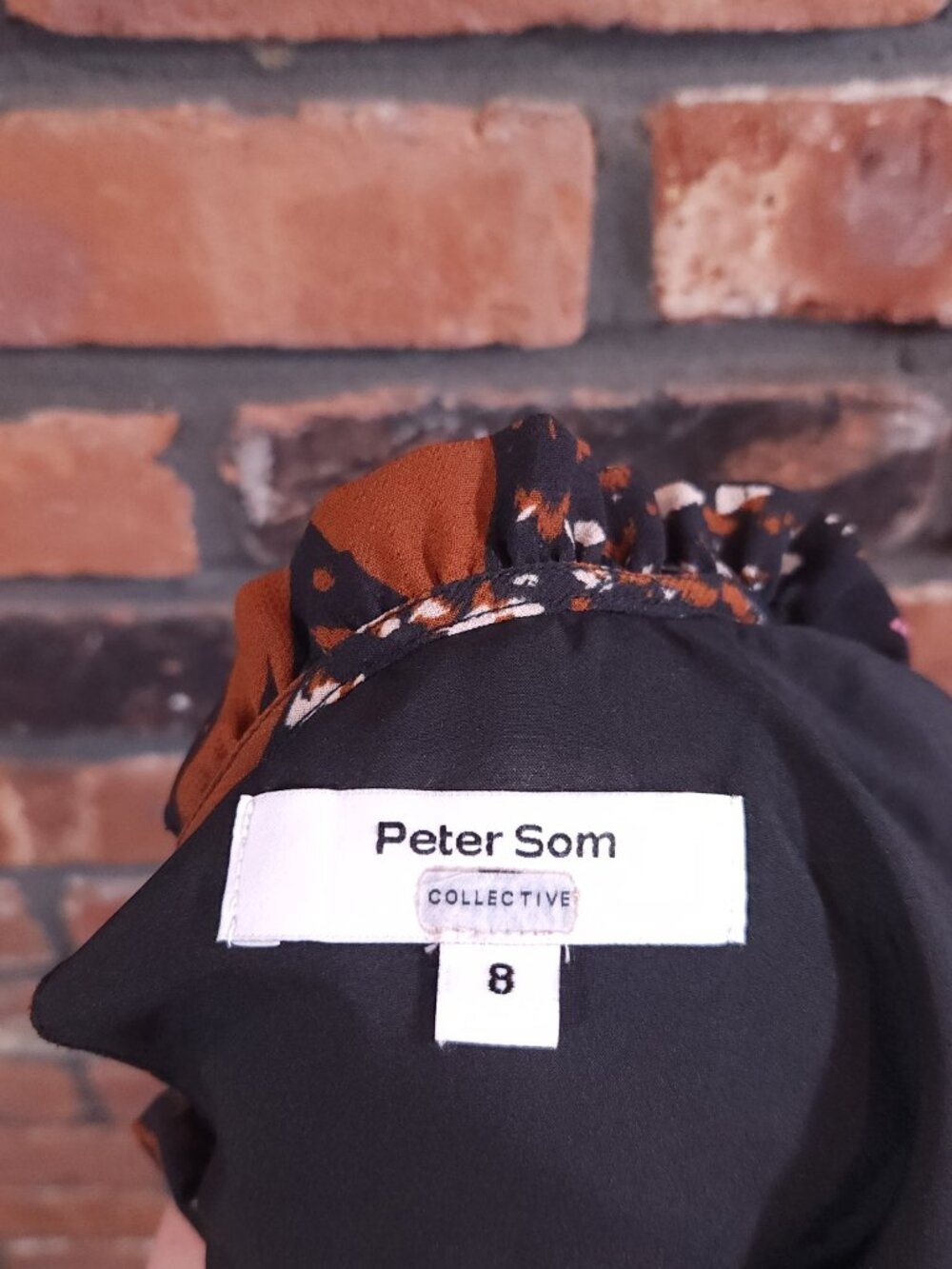 Peter Som Collection Puff Sleeve Floral Print Ruffled High Neck Blouse Women's 8 - Picture 7 of 7